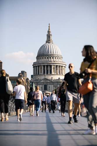people people walking on bridge human