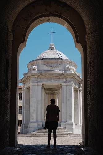 human person standing near church people