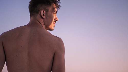 human topless man people