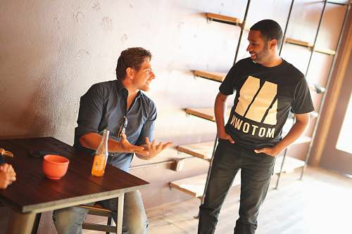 human two men talking people