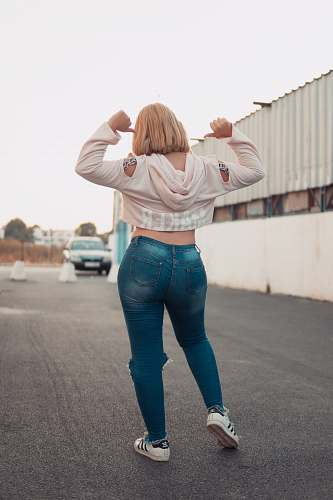 human woman raise her both arms people