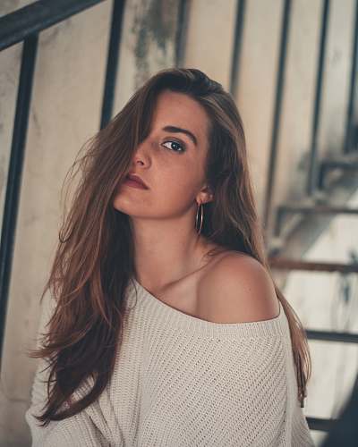 human woman sitting on staircase people