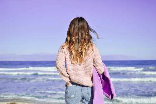 human woman standing at beach people