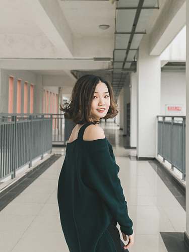 human woman standing on hallway people