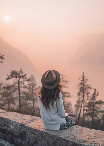 people woman wearing gray hat human