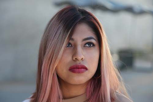 girl pink-haired woman female