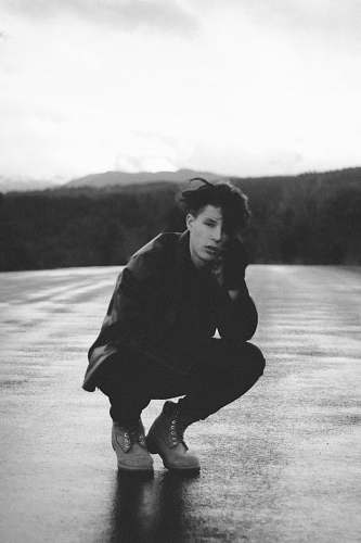 clothing gray-scale photography of man black-and-white