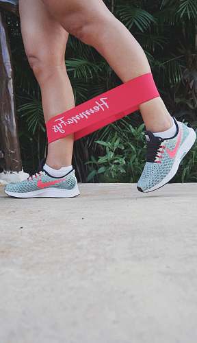 clothing person with tension bands on legs footwear
