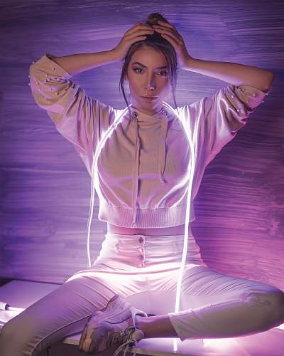 sleeve woman wearing white sweater and white jeans clothing