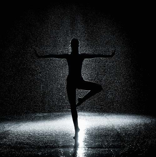 symbol woman in posture under rain dance