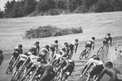 black-and-white grayscale photo of a bicycle race bicycle