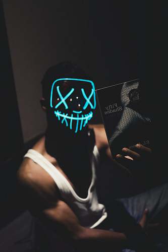 person man in white tank top holding Fifty Shades book light