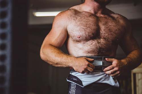 person man wearing sauna belt people