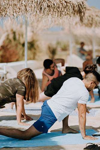 person people stretching their bodies during daytime yoga