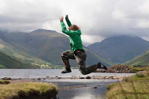 person person jumping cliff people