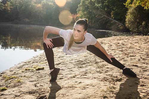 person woman at lake apparel