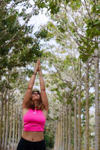 apparel woman wearing pink crop top clothing