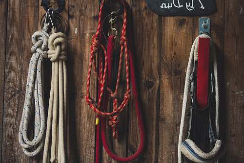 wood assorted ropes on hook jockey