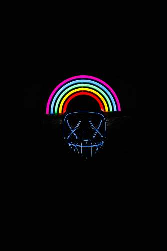 halloween blue neon light inside dark room neon