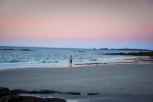 ocean person standing on shoreline sea