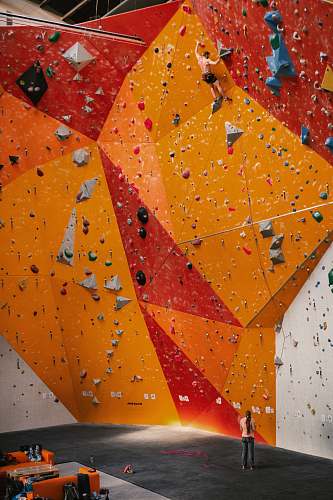 outdoors orange and red wall climbing climbing