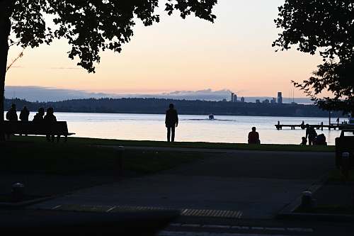 human silhouette of person facing sea outdoors