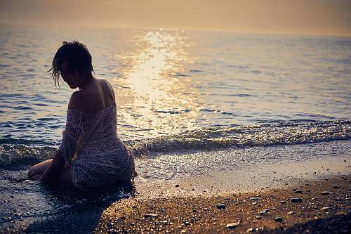 outdoors woman on seashore nature