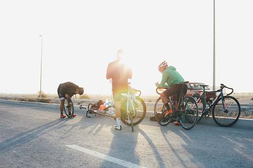 machine three road bike riders bicycle